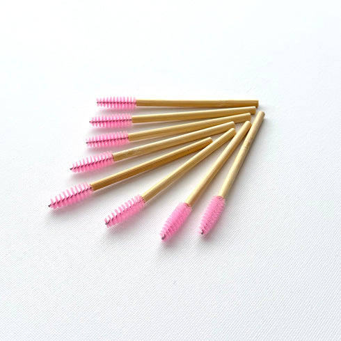 Bamboo Mascara Wands Eco-Friendly Pack of 25 Pink