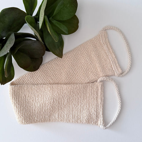 Natural Cotton Back Scrubber Belt with Handles