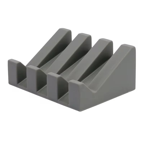 Silicone Soap Dish Angled Self-Draining Dark Gray