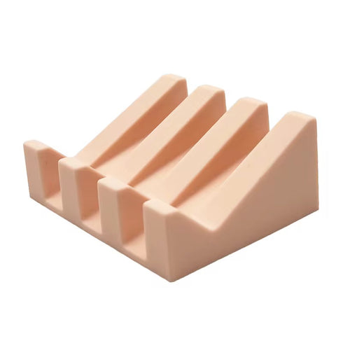Silicone Soap Dish Angled Self-Draining Pink