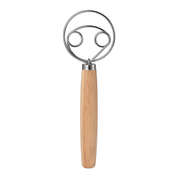 Danish Dough Whisk Wooden Stainless Steel
