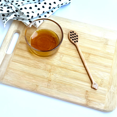 Bamboo Honey Dipper Drizzle Stick Natural Oval