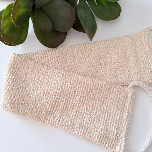 Natural Cotton Back Scrubber Belt with Handles