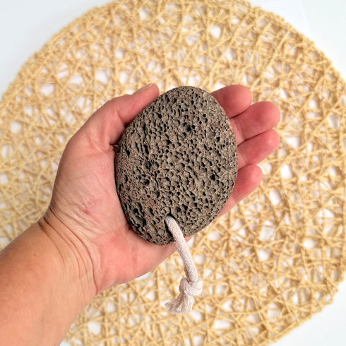Natural Lava Pumice Stone with Cotton Hanging String Brown