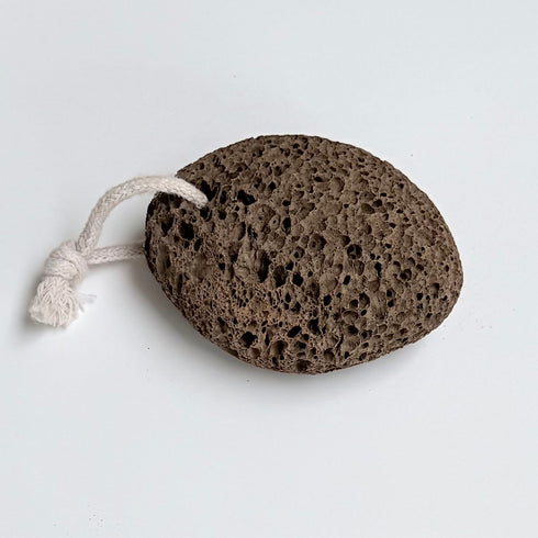 Natural Lava Pumice Stone with Cotton Hanging String Brown