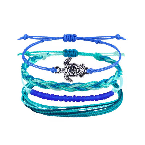 Waxed Cord Beaded Summer Boho Bracelet Sets