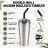 Heritage tumbler features: dishwasher safe, BPA-free, 18/8 stainless steel, copper-lined double wall, sweat-proof, 12 hours cold, 6 hours hot