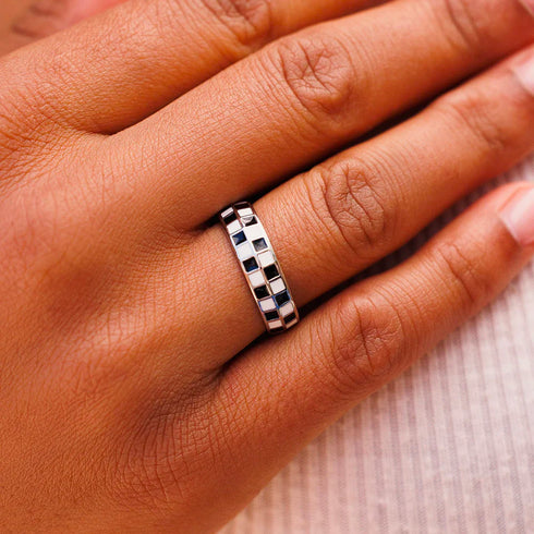 Pura Vida Checkerboard Ring - Silver