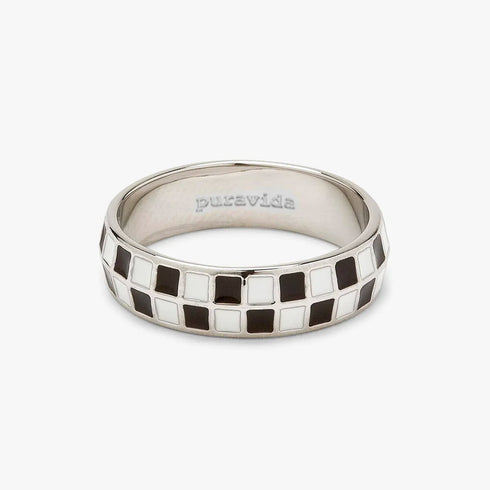 Pura Vida Checkerboard Ring - Silver