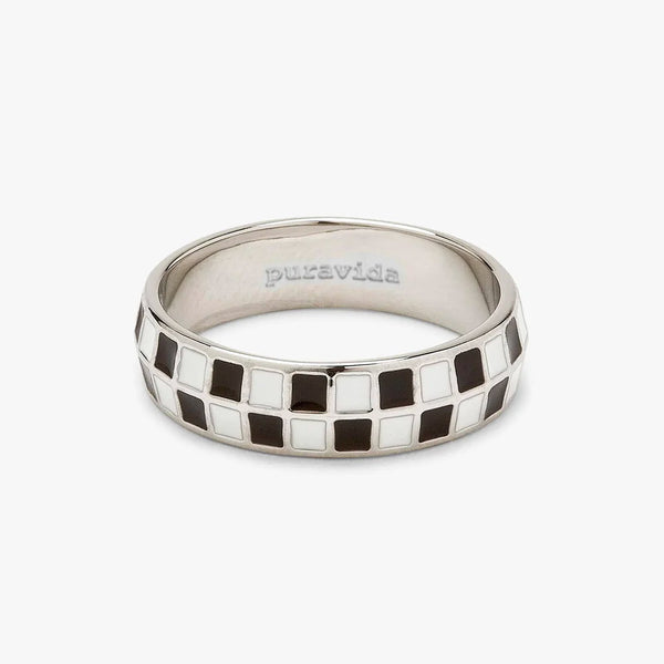 Pura Vida Checkerboard Ring - Silver