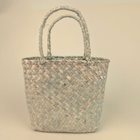 Mini Woven Seagrass Tote – Natural & Brown (Kids' Size)