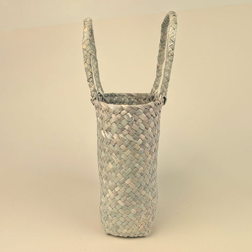 Mini Woven Seagrass Tote – Natural & Brown (Kids' Size)