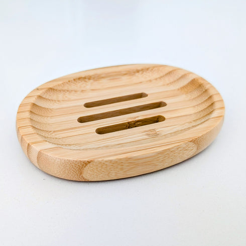 Oval Bamboo Soap Dish with Drainage Slots