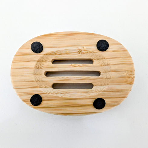 Oval Bamboo Soap Dish with Drainage Slots
