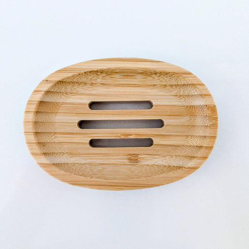 Oval Bamboo Soap Dish with Drainage Slots