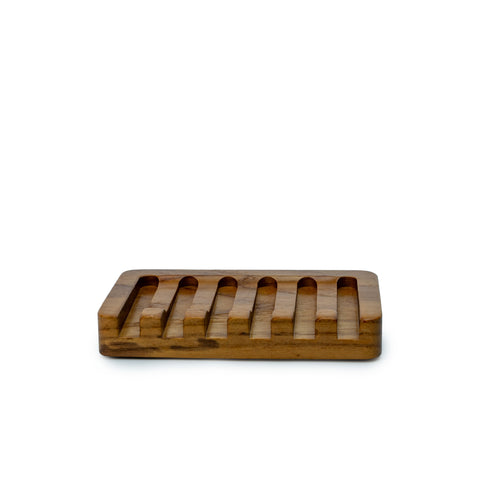 teak wood soap dish - waterfall