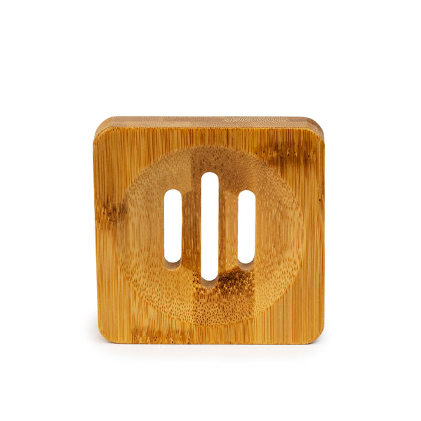 Eco-Friendly Bamboo Soap Dish - Natural Ribbed Design