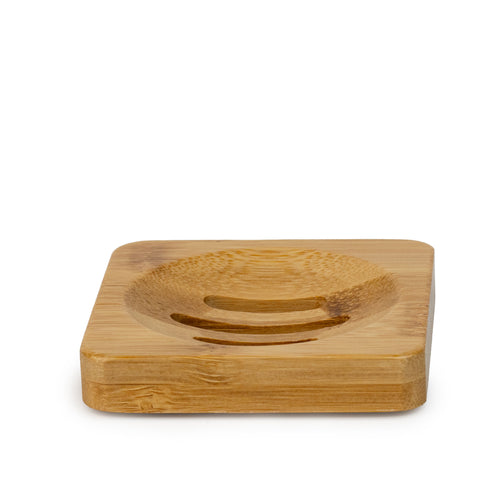 Eco-Friendly Bamboo Soap Dish - Natural Ribbed Design