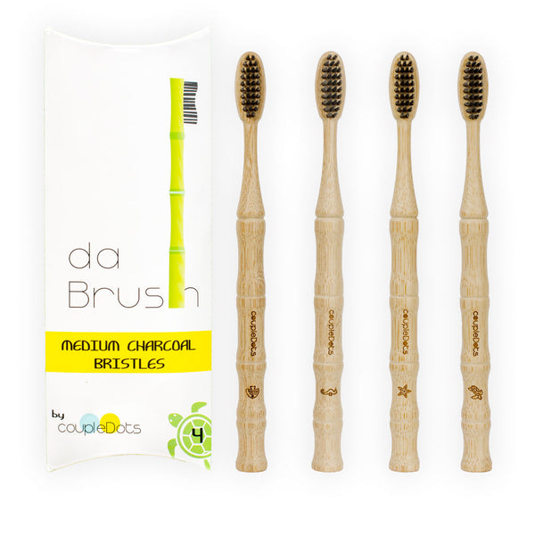 Bamboo Toothbrush Set - Medium Hardness (Set of 4) wholesale