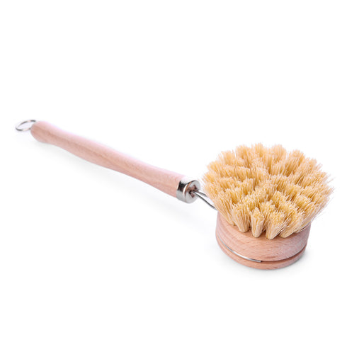 bamboo & sisal long handle dish scrub brush wholesale