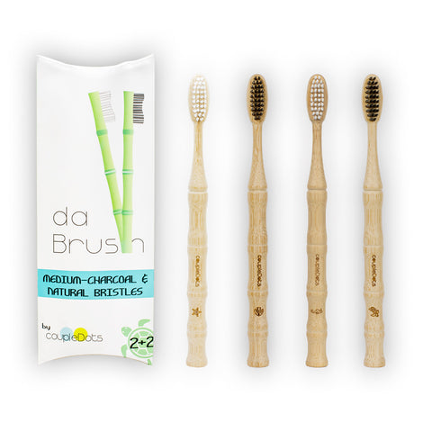 Bamboo Toothbrush Set - Medium Hardness (Set of 4) wholesale