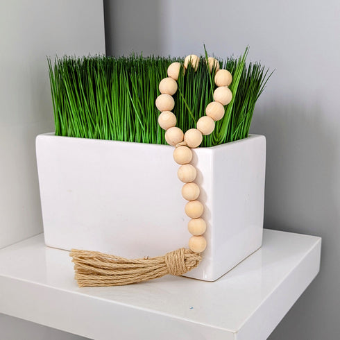 wooden beads garland with jute tassels (beaded loop)