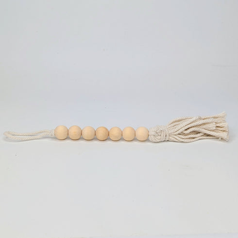 wooden beads garland with jute tassels - short