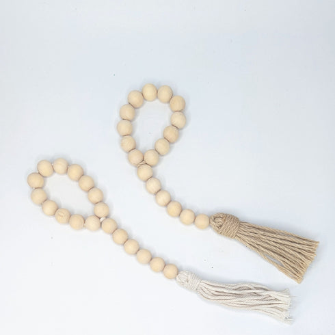 wooden beads garland with jute tassels (beaded loop)