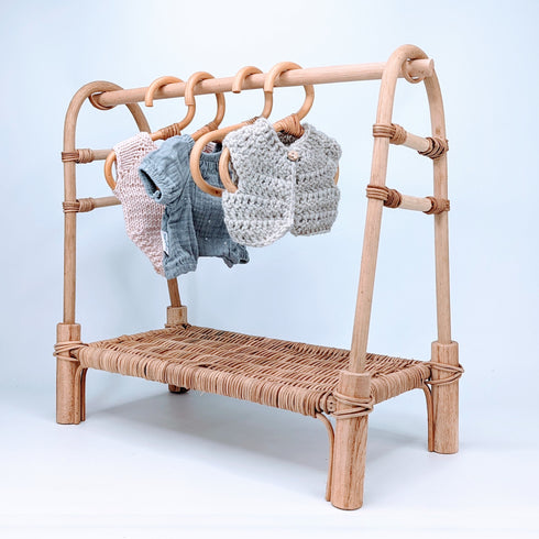 handmade doll rattan clothes rack