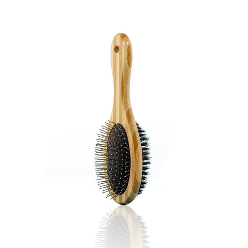 wooden double-sided dog grooming brush