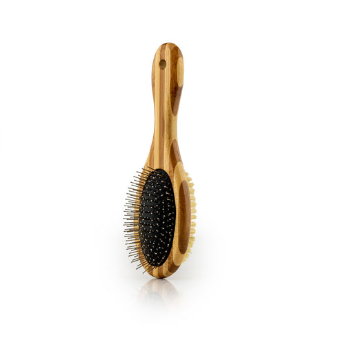 wooden double-sided dog grooming brush