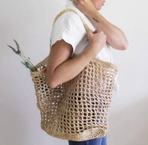 handmade natural raffia shopping beach market tote handbag