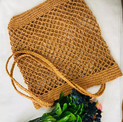 handmade natural biodegradable raffia paper tote handbag wholesale