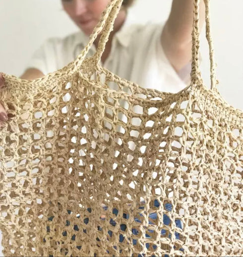 handmade natural raffia shopping beach market tote handbag