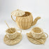 handmade white natural rattan tea set pretend boho toy