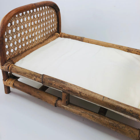 vintage rattan wicker natural doll bed pretend play toy wholesale