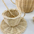 handmade white natural rattan tea set pretend boho toy