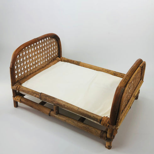 vintage rattan wicker natural doll bed pretend play toy wholesale