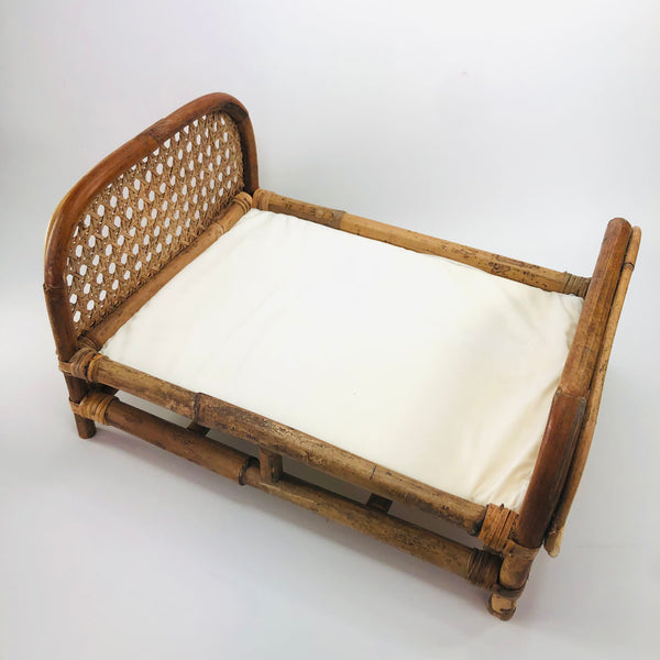 vintage rattan wicker natural doll bed pretend play toy wholesale