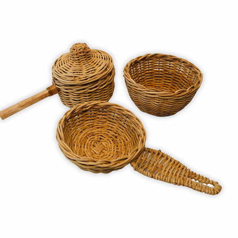handmade rattan wicker cooking set for kids