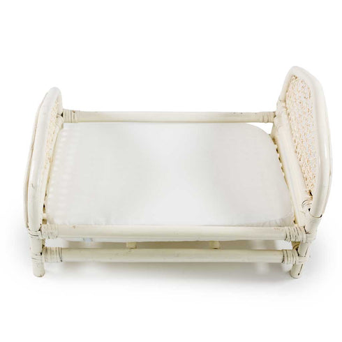 White Rattan Wicker Doll Bed