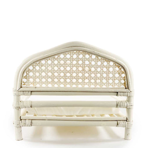White Rattan Wicker Doll Bed