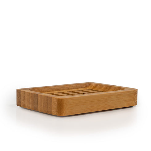 slatted bamboo soap dish - rectangular