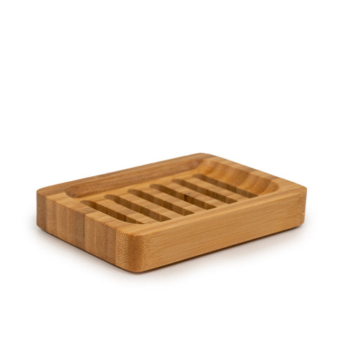 slatted bamboo soap dish - rectangular
