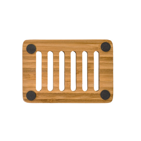 slatted bamboo soap dish - rectangular