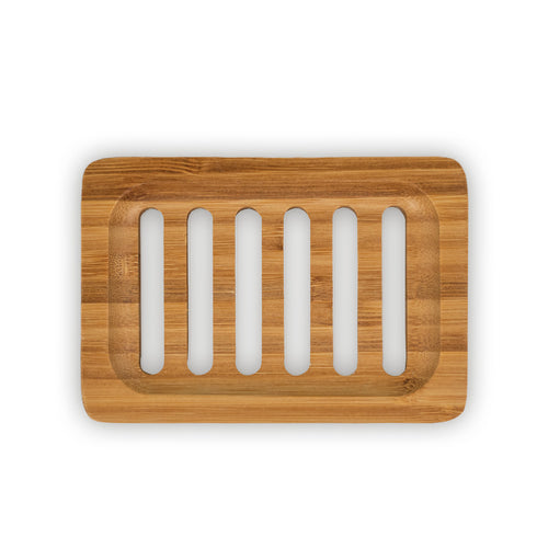 slatted bamboo soap dish - rectangular