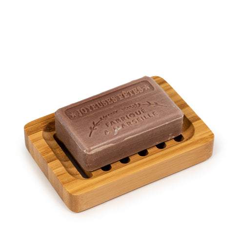 slatted bamboo soap dish - rectangular