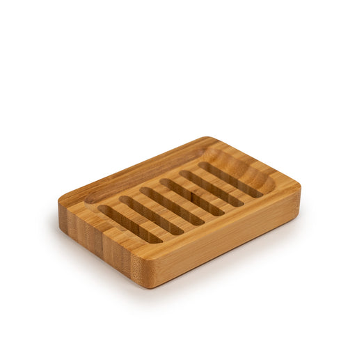 slatted bamboo soap dish - rectangular