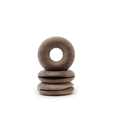 natural wood donut snack bag clip (set of 3)