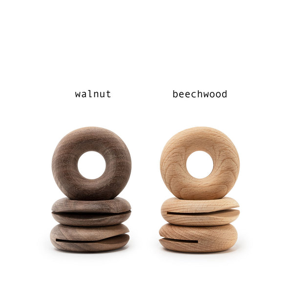 natural wood donut snack bag clip (set of 3)
